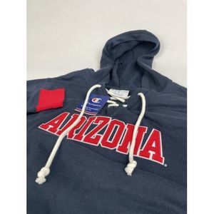 Arizona Wildcats Mens Sweatshirt Medium Navy Red‎ Lace Up Hoodie NCAA Hockey Top